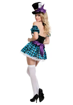 Miss Nori Klobučar Fancy Oblačenja Žensk Halloween Kostum Alice v Čudežni deželi Cosplay Fancy Oblačenja 78743