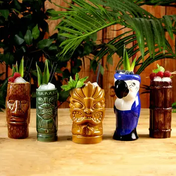 Tiki Skodelice Havajih Cocktail Pokal Pivo Pijača Vrč Vina Keramični Vrč Tiki Vrčkov