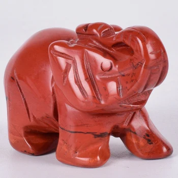 Red Jasper Slon Figurice Obrti Vklesan Naravnega Kamna Mineralnih Kristalov Mini Živali Kip Za Dekor Čakro Zdravljenje Feng Shui 82014