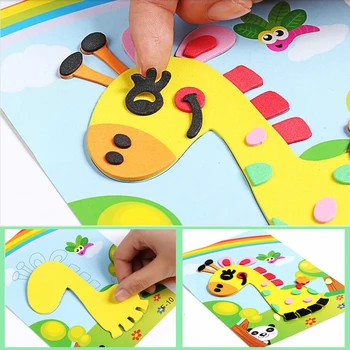 10Pcs/Set Otroci DIY Cartoon Živali 3D EVA Pena Puzzle z Nalepko Ročno Zgodnjega Učenja Izobraževalne Igrače Za Otroke Obrti Darilo