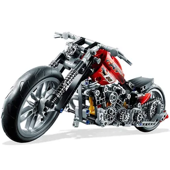 NOVO 378PCS Gradnik Tehnika Motocikel Exploiture Model za Harley Vozila Blok Nastavi Igrača za otroke darilo za rojstni dan 82386