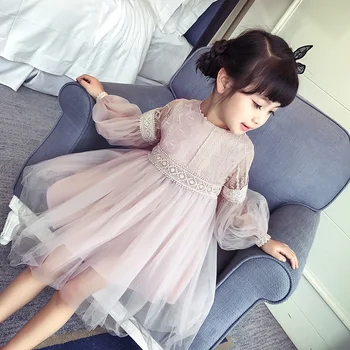 Otroci obleke za dekleta obleke 2019 Jeseni otroci oblačila dekleta obleke dolgo sleeved princesa obleko vezenje vestidos 2-14Y