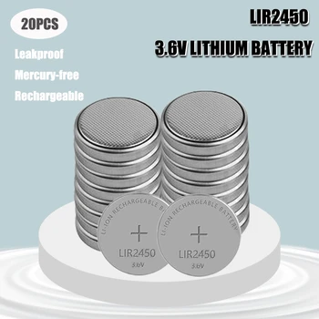20Pcs/Veliko 3,6 V LIR2450 Baterije za ponovno Polnjenje 120mAh 500 Litijeve gumbaste Gumb Baterija Nadomesti CR2450 Visoko Kakovost Nova