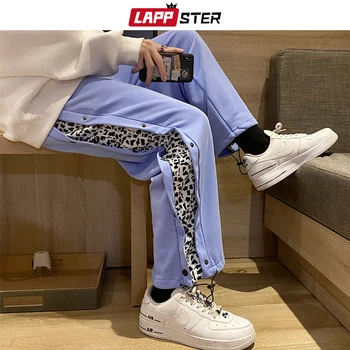 LAPPSTER Moških Gumb Leopard Joggers Hlače 2020 Mens Japonski Ulične Hip Hop Sweatpants Moški korejski Modnih Track Hlače