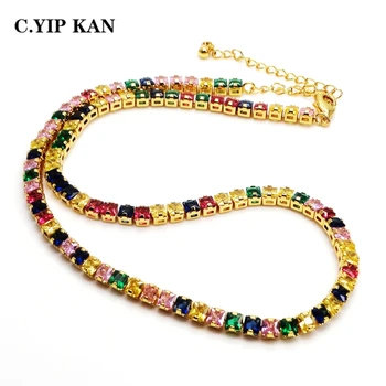C. YIP KAN kostum nakit ogrlica baker zlato plating z mikro utrla cirkon nastavljiva velikost ogrlica za ženske, nakit 83811