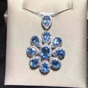 Luksuzni slog ogrlico, naravne topaz ogrlico, 925 srebro, Evropski in Ameriški stil razkošje barv nakit 85235