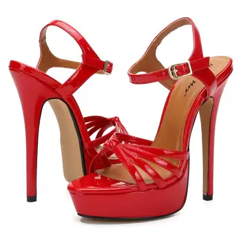 Nova Moda za Ženske Sandale 2020 Poletni Čevlji Za Ženske Rdeča Bela 16 cm Ekstremno Visokih Petah Platformo Dama Stranke, Sandali, us15 16 17 86211