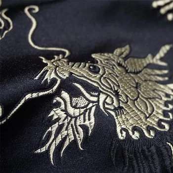 75cmx 100 cm Kovinski Jacquardske Brocade Tkanine, črni zmaj vzorec 3D jacquardske preja, barvane tkanine za Womens Plašč Obleko, Krilo 86294