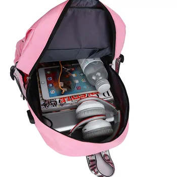 Polnjenje prek kabla USB modni ženski knjiga vreča za nahrbtnik šolsko srčkan šolsko torbo potovalni paket moda za ženske najstniških najstniki dekliška 8654