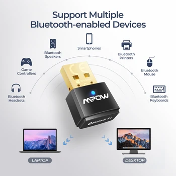 Mpow BH519 Bluetooth 5.1 USB Adapter USB Oddajnik In Sprejemnik 2 v 1 Bluetooth Dongle za Prenosnik Namizni Slušalke Zvočniki 86722