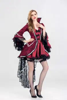 Novo Vampire Queen Čarovnica pustna Cosplay Kostume Seksi Obleke Za Ženske Ženski Halloween Party swallowtail Enotno Obleko,