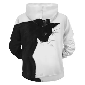 Za moške in ženske dolgimi rokavi črne in bele dve cat majica 2020 blagovne znamke jeseni priložnostne ženski športni pulover s kapuco moda 87824
