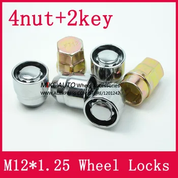 4Nuts+2keys M12x1.25 1.25 koles Ključavnice Lug Matice Anti theft Varnostno Matico, Primerni Za Nissan Teana Bulebird Sylphy Qashqai LS010-06 88084