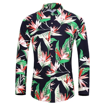 Veliko stilov moških dolgo sleeved plus velikost 7XL majica fashion rose rastlin cvet tiskano majico Havajih, prosti čas, počitnice moška oblačila