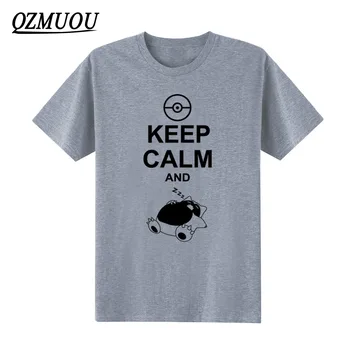 2020 Nova Modna Majica Keep Calm And Carry On Snorlax Spanje Na Pokemon T-majice Moške Bombaž O Vratu Priložnostne Grafični Kratek Rokav