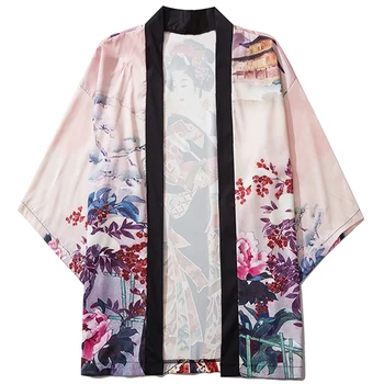 11 BYBB JE TEMNO 2020 Poletje Japonski Kimono Jopiči Hip Hop Stari Gejša Tiskanja Ulične Odprite Prednji Plašč Harajuku Svoboden Kimono 90052