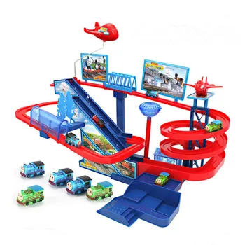 Thomas in Prijatelji vlakec, nastavite železniškega avto multi-layer električne igrače, plezanje po stopnicah stran igrače za otroke fantje in dekleta darila