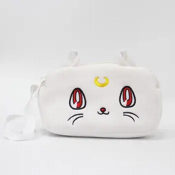 Anime Tiskanje Torbice sailor moon Luna mačka beli Messenger Bag Ramenski Crossbody Vrečko Šoli Bookbag Modna Torba