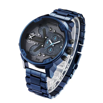Cagarny nov modni trend 7414 dve čas za športne moške vojaške quartz moška watch klasična modra nerjavečega jekla trak Relogio 9221