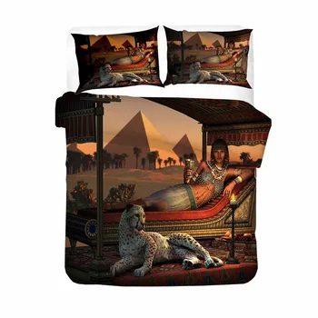 HELENGILI 3D Posteljnina Nabor Starem Egiptu Tiskanja Rjuhe Kritje Nastavite Bedcloth z Prevleke za Posteljo Set Home Tekstil #AJ-09 9238