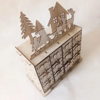 Počitnice Škatla za Shranjevanje Sezonskih Okraski Priložnostih Nakit Adventni koledar Lesa, lesenih renament Bell dekoracijo Lahko sprejme