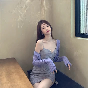 Poletje korejskih žensk, nočni klub seksi majhne suspender tesno obleko brez rokavov kratko krilo vrečko hip obleka ženske kratek telovnik