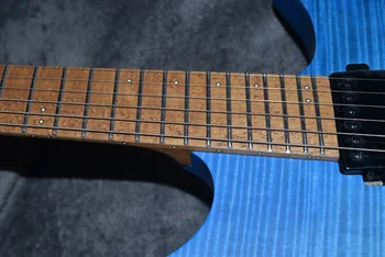2019 Fanned Fret kitare brez Glave kitare slog Model Modra Barva Praženi Plamen Javorjev Vrat na zalogi Kitara brezplačna dostava