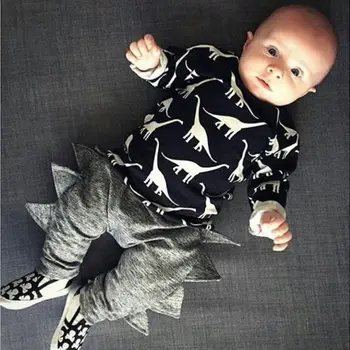 Novorojenček Otroci Baby Boy Oblačila Dinozaver Tiskanja Dolg Rokav T-Shirt Vrh+Harem Hlače, Dokolenke 2Pcs Priložnostne Bombaž Obleke Nastavite 0-2T
