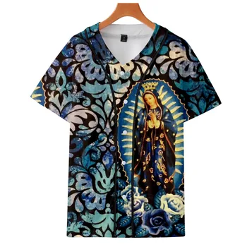 Naše Gospe Iz Guadalupe Devica Marija Katoliške Mehika vrhunska Športna Majica s kratkimi rokavi Moški Poletje Baseball T-shirt Harajuku Tshirt Oblačila 948