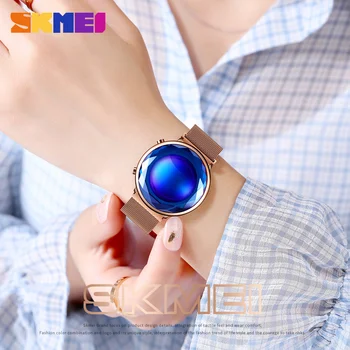 SKMEI 1640 Kreativno Digitalno uro za Ženske iz Nerjavečega Jekla, LED Moda Preprost Magnetne Sponke INS Elegantno ročno uro 9619