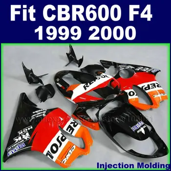 ABS Motocikel Vbrizgavanje oklep bodyworks za HONDA, oranžna repsol CBR600 F4 1999 2000 CBR600F 99 00 CBR600F fairngs kompleti