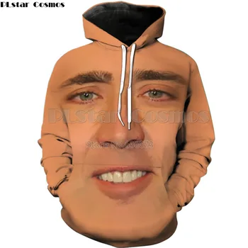 PLstar Kozmos 2019 Nova Modna Majica Moški/Ženske hoodies Velikan Uničen Obraz Nicolas Cage Smešno Tiskanje 3d Sweatshirts 9802