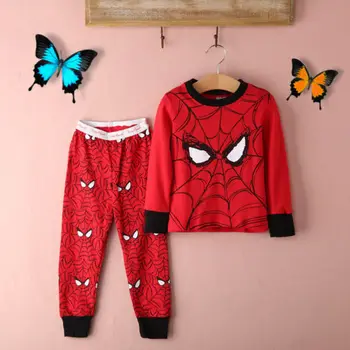 Novorojenček Dojenček Otroci Baby Boy Baby Girl Obleke Spider man Dolg Rokav T-shirt+Obleko Hlače Pajama Sleepwear More Set 98077