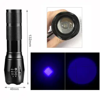 Topcom 3W LED UV Svetlobo 390nm 365nm UV Svetilko Nepremočljiva High Power Zoomable Linterna UV Črvi Scorpion Odkrivanje Svetilka
