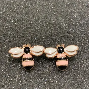 Luštna romantična roza barve insektov čebel stud uhan moda za ženske in dekle nakita iz bakra