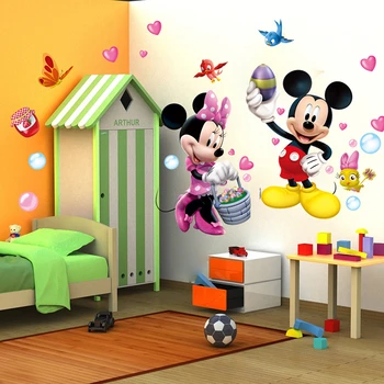 Disney mickey miške minnie ptic stenske nalepke za otroke sobe doma dekor risanka stenske nalepke pvc stensko umetnosti diy plakati