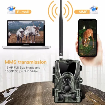 HC-801G 3G MMS/SMTP/SMS Pot fotoaparat Lovske kamere 16mp 1080p HD night vision scout živali fotoaparat 940nm IR LED foto pasti