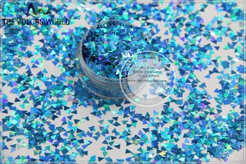 Trikotnik Oblike, Bleščice, Velikosti 3 mm Laser holografski modra barva paillette za Nail Art in DIY supplies1pack=50 g