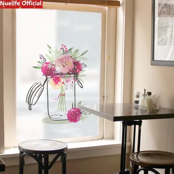 Ročno poslikano cvetlični vzorec elektrostatično motnega stekla film okna, vrata, kopalnica kopalnica zaščito pred soncem nepremočljiva pvc okna film