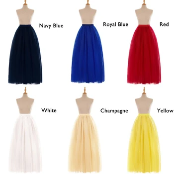 6 plasti Bela Modra Petticoat Dolgo družico Obleke Žogo Obleke Voile Ruffles 100cm Underskirt Crinoline Poročni Dodatki