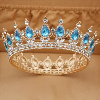 Krasen Kristalno Kovinski Poroko Krono Royal Kraljica Kralj Tiaras Velike Diadem Glavo Okraski Pageant