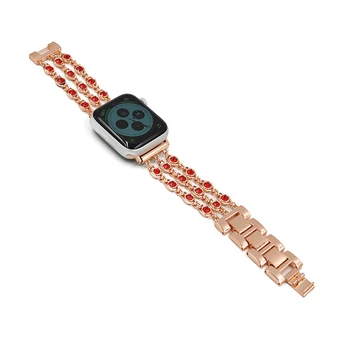 Trak za Apple Watch Band 44 mm 40 mm 42mm 38 mm, iz Nerjavnega Jekla Diamond Watchband Zapestnica + Kritje velja za iWatch dodatki