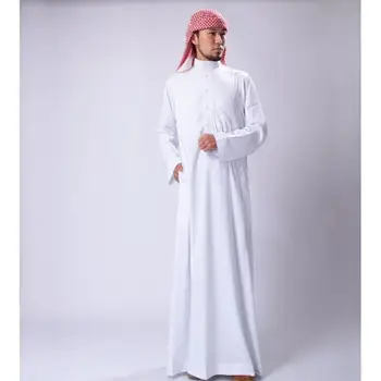 Savdska Arabija Tradicionalne Kostume Človek, Musliman Jubba Thobe Bela Stojalo Ovratnik Poliester Dolgo Haljo Obleke Islamska Oblačila