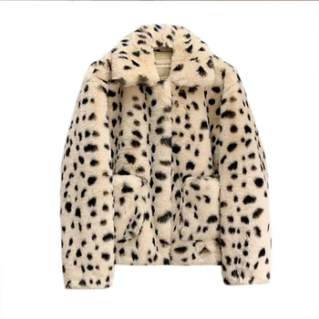 Ženske Puhasto Jakno Zimski Plašč Leopard Tiskanja Specializiranimi Za Umetno Krzno Kawaii Oblačila Rastlinske Veste Plus Velikost Jopico Oblačila Za Femme Suknji