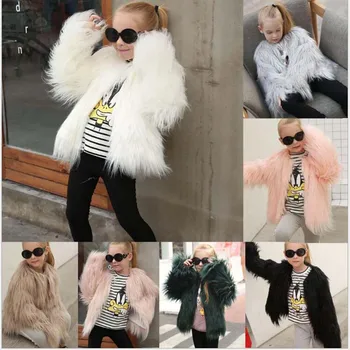 2018 nove zimske otroci Pozimi Specializiranimi za umetno Krzno Plašč dekleta imitacija krzna, plašč fox debel Toplo baby plišastih oblačila Dekle razburjenje Oblačila