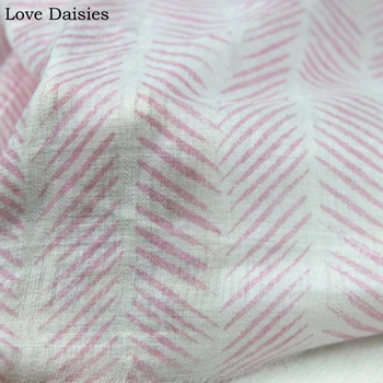 Dvojna plast bombaž sveže dobby bele z roza listi, tiskani tekstilne tkanine za DIY handwork otroci majica vrh obleko tkiva