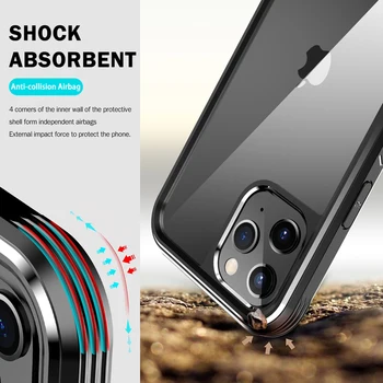 Za iPhone 12 Pro Max Primeru Shockproof PC+TPU Hibridni Trdi Hrbtni Pokrovček Graditi v Screen Protector Sprednji + Zadnji Primeru Za iPhone12 6.1