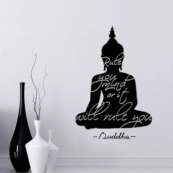 Budhha Budistični Ponudbo Pravilo Vaš Um v Meditaciji Stenske Nalepke Indijski Buda Nalepko Notranje zadeve Houseware Vinil DIY Steno stensko ZW343