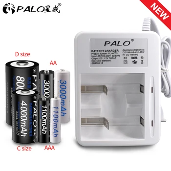 PALO 2 rež AA, AAA, C, D Polnilec Za 1,2 V Ni-CD in Ni-MH AA/AAA/C/D Velikost Baterije za Hitro, Pametno Polnjenje LED zaslon