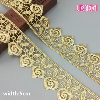 2 metrov, 5 cm široko zlato vodi topen vezenine, čipke tkanine, čipke ogrlica pribor za lase čipke trim JB101